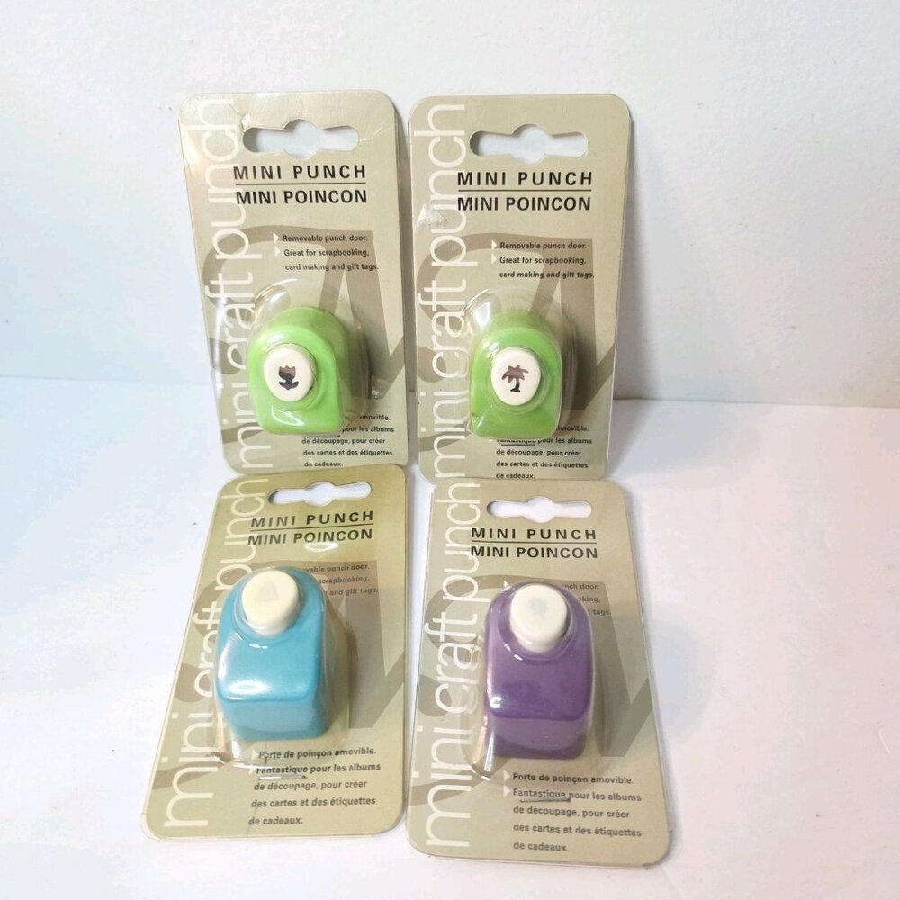 4 Micheals Mini Craft Punch Flower Palm Tree Bell Leaf Scrapbooking DIY Art
